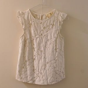 White Lace Cap Sleeve Blouse